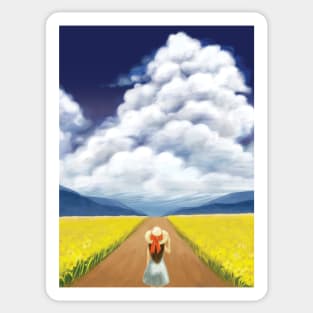 A Girl with Summer Clouds Sticker